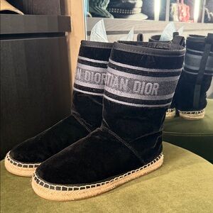 Christian Dior navy and Gray Suede Granville Boots 38